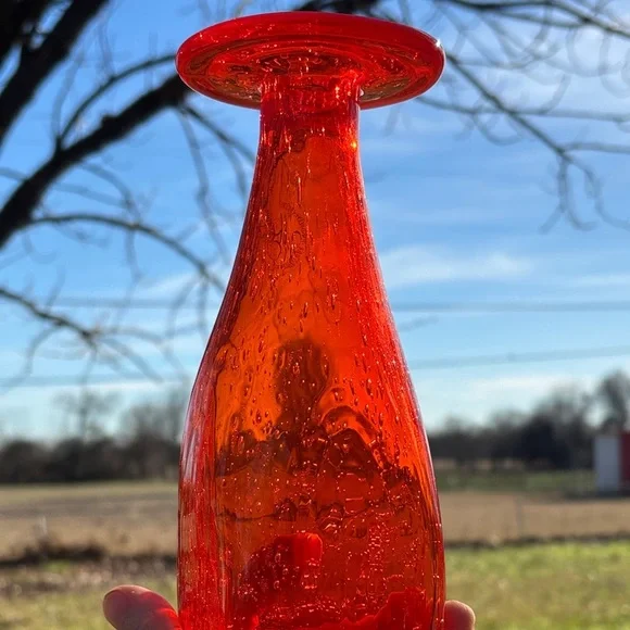Handblown orange vase by Margie's Garden - Picture 6 of 6